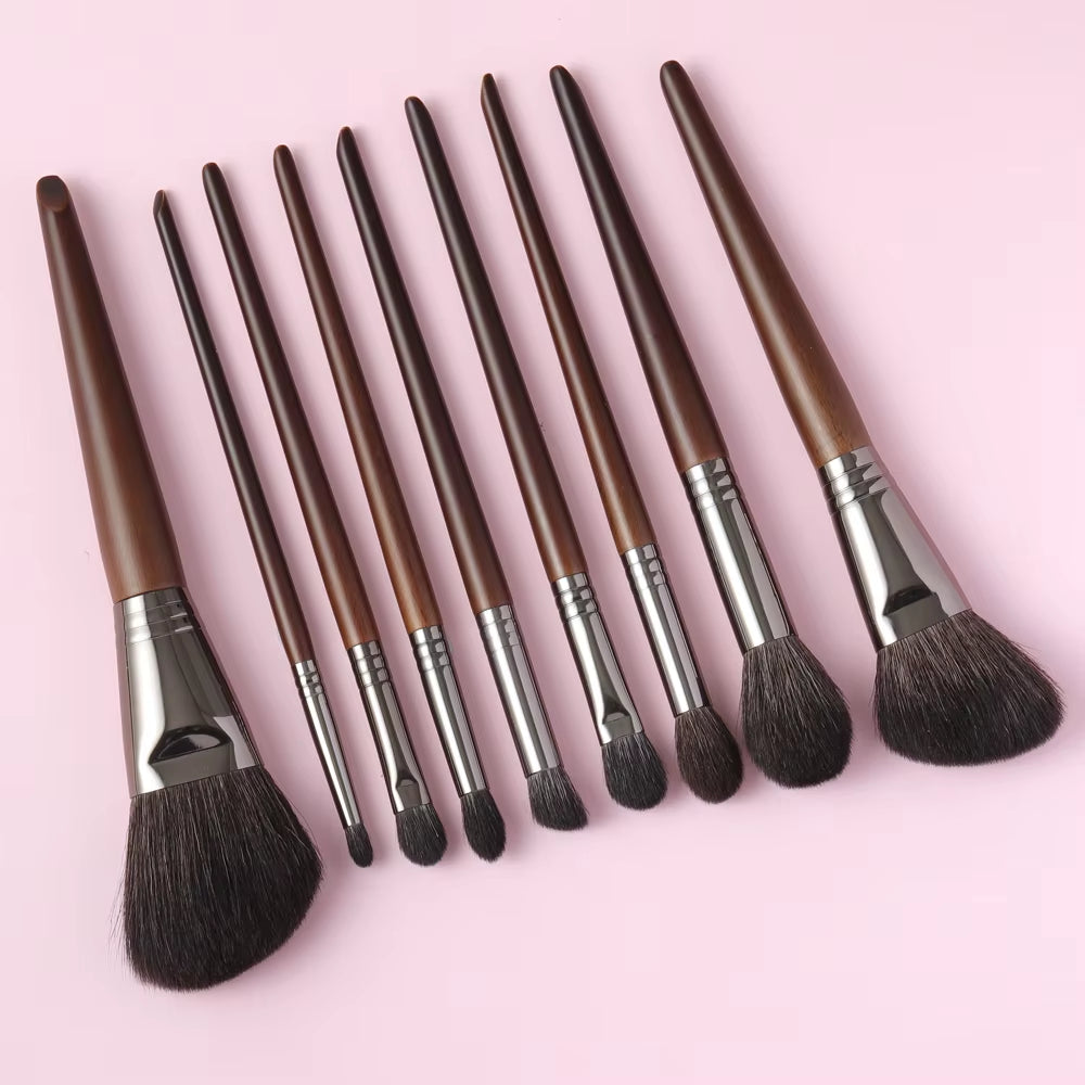Professional Makeup Brushes Set Natural Hair Powder Foundation Blusher Eye Shadow Brow Liner Makeup Brush Tool Goat Hair