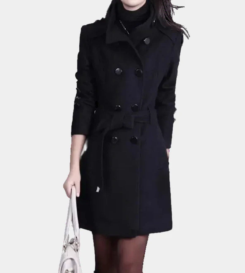 Zafelle Manteau Mi-Long Femme – Manteau En Laine Avec Ceinture Élégante Pour L’Hiver