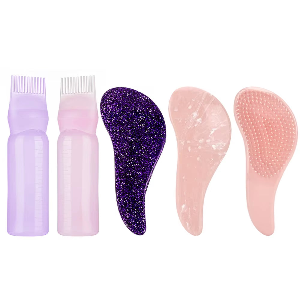 Hair Dye Applicator Brush Bottles anti Static Massage Hair Brush Massage Combs Silicone Head Wash Brush Salon Hair Styling Tools