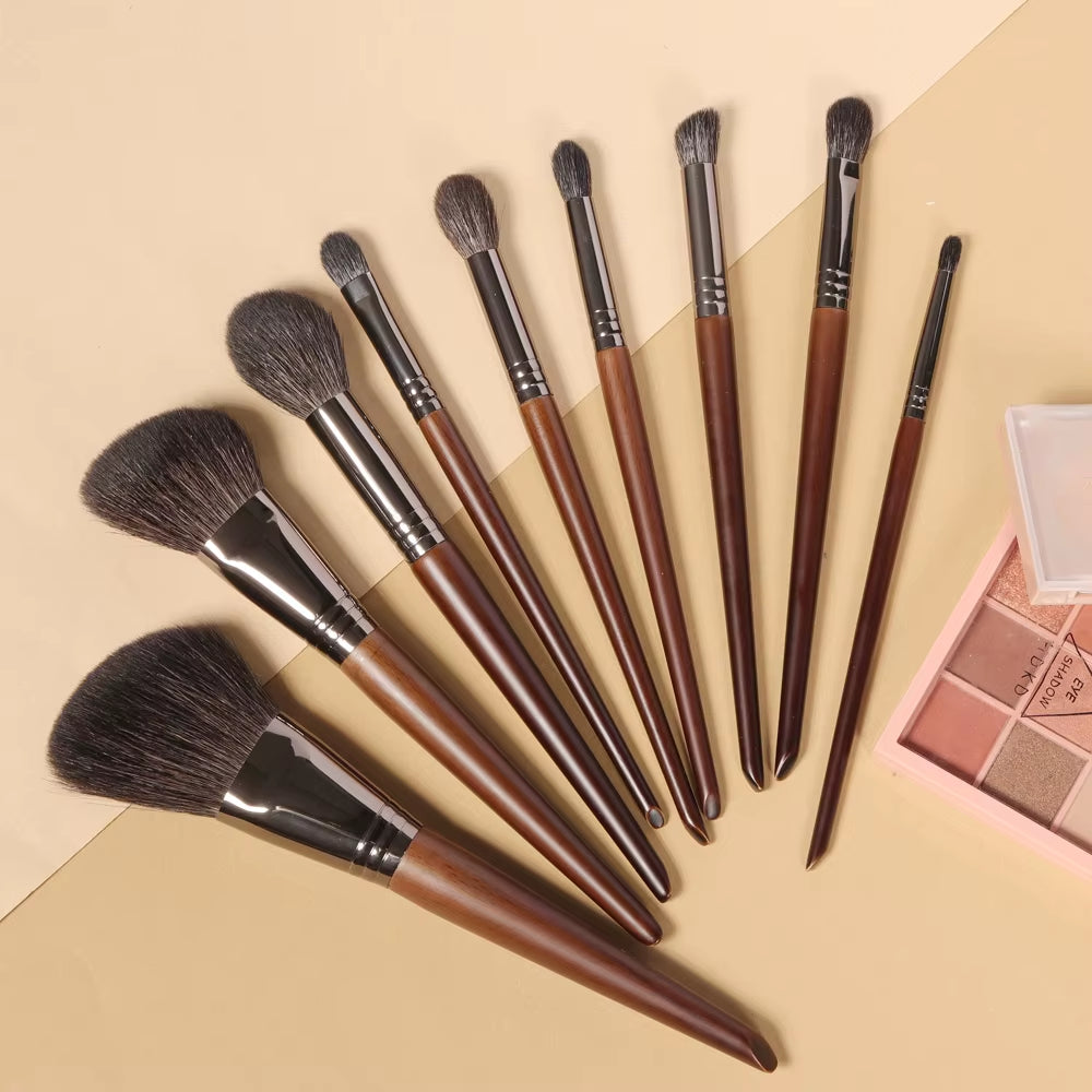 Professional Makeup Brushes Set Natural Hair Powder Foundation Blusher Eye Shadow Brow Liner Makeup Brush Tool Goat Hair
